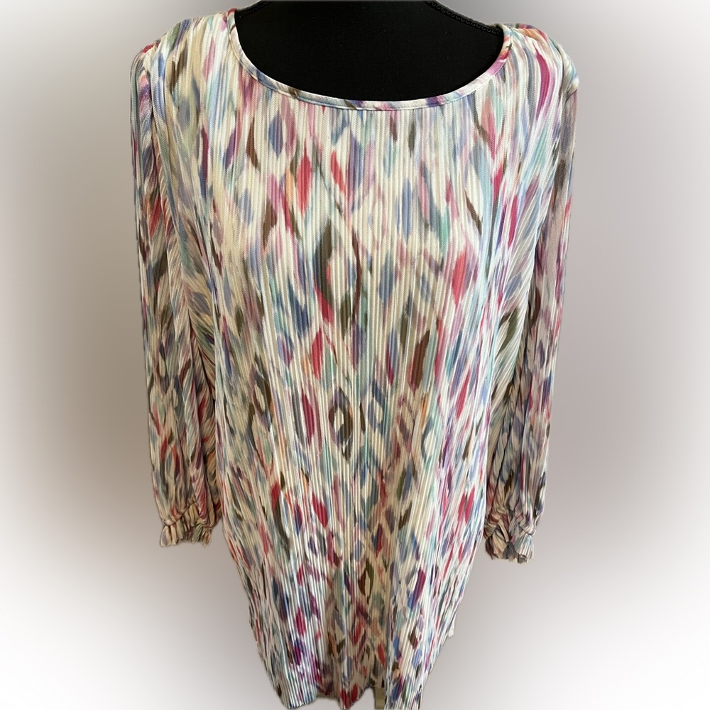 Slim Factor by Investments Multicolor Patterned Blouse Large NWT - Picture 3 of 13